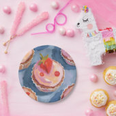 Strawberry Cupcakes | Fruit Watercolor Celebratory ペーパープレート (パーティー)