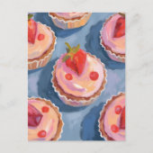 Strawberry Cupcakes | Fruit Watercolor Celebratory ポストカード (正面)