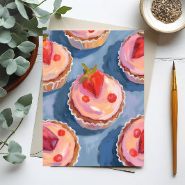 Strawberry Cupcakes | Fruit Watercolor Celebratory ポストカード