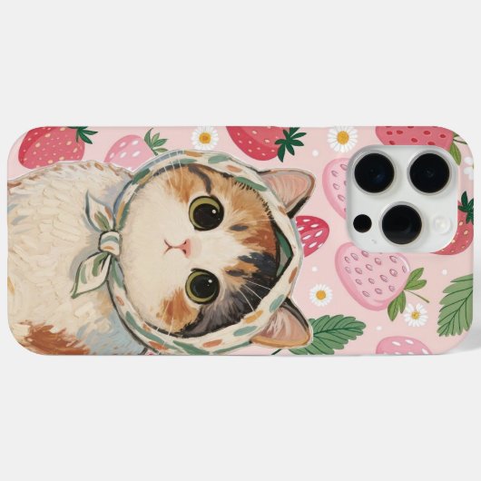 Strawberry Cute Cat Phone Case Kawaii Kitten Case-Mate iPhoneケース (裏面 (横))