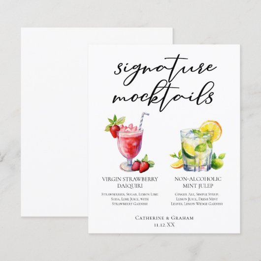 Strawberry Daiquiri Mint Julep Mocktails Menu (正面/裏面)