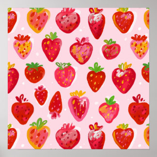 Strawberry Delight Pattern ポスター