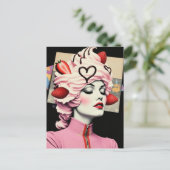 Strawberry Dessert Woman Collage ポストカード (スタンド正面)