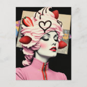 Strawberry Dessert Woman Collage ポストカード (正面)