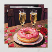Strawberry Donuts, Champagne and Rose Valentine's  シーズンカード (正面/裏面)