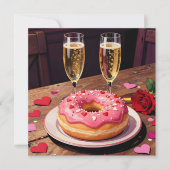 Strawberry Donuts, Champagne and Rose Valentine's  シーズンカード (正面)