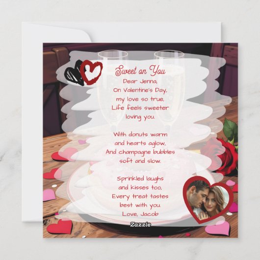 Strawberry Donuts, Champagne and Rose Valentine's  シーズンカード (裏面)