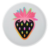 Strawberry Door Pull in Neon and Black セラミックノブ (正面)