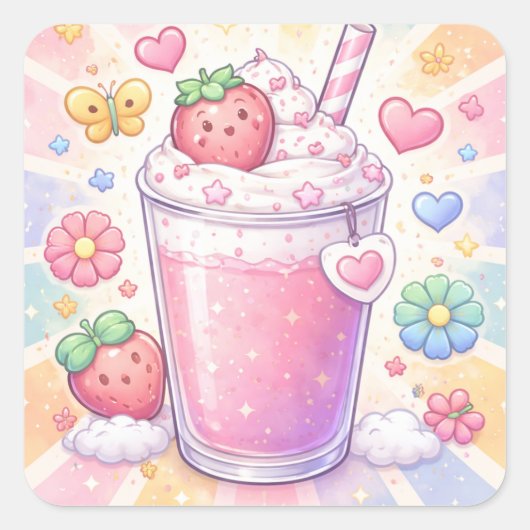 Strawberry Dreams Milkshake スクエアシール (正面)