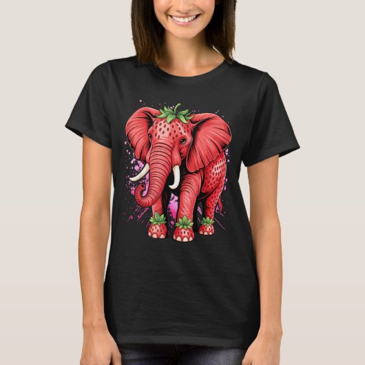 Strawberry Elephant Italian Brain Rot Meme Birthda Tシャツ (正面)