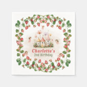 Strawberry enchanted fairy garden birthday スタンダードカクテルナプキン (正面)