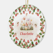 Strawberry enchanted fairy garden birthday セラミックオーナメント (左)