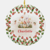 Strawberry enchanted fairy garden birthday セラミックオーナメント (裏面)