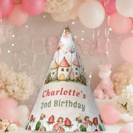 Strawberry enchanted fairy garden birthday  パーティーハット