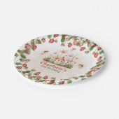 Strawberry enchanted fairy garden birthday ペーパープレート (アングル)