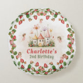 Strawberry enchanted fairy garden birthday  ラウンドクッション (裏面)