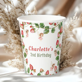 Strawberry enchanted fairy garden birthday  紙コップ