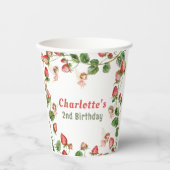 Strawberry enchanted fairy garden birthday  紙コップ (正面)