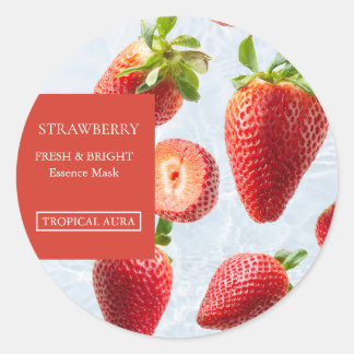 Strawberry Facial Mask Label ラウンドシール