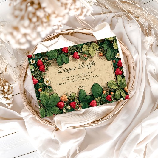 Strawberry Fairytale Baby Shower Diapper Raffle  エンクロージャーカード