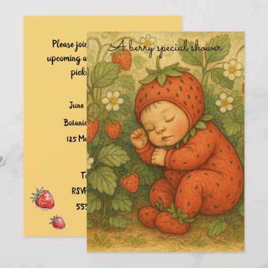 Strawberry Fields Baby Digital Download Invitation 招待状 (正面/裏面)