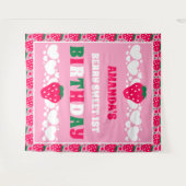 Strawberry First Birthday Backdrops Banner タペストリー (正面(横))