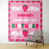 Strawberry First Birthday Backdrops Banner タペストリー (インサイチュ)