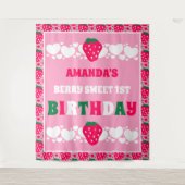 Strawberry First Birthday Backdrops Banner タペストリー (正面)