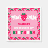 Strawberry First Birthday Celebration スタンダードカクテルナプキン (正面)