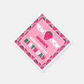 Strawberry First Birthday Celebration スタンダードカクテルナプキン (角)