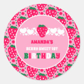 Strawberry First Birthday Celebration ラウンドシール (正面)