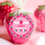 Strawberry First Birthday Celebration ラウンドシール