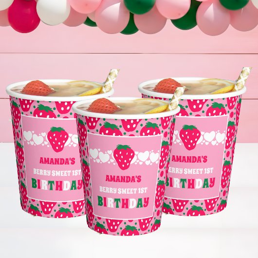 Strawberry First Birthday Celebration 紙コップ