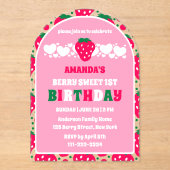 Strawberry First Birthday Celebration Arch アクリル招待状 (正面)