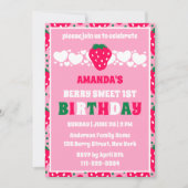 Strawberry First Birthday Celebration Invitation 招待状 (正面)