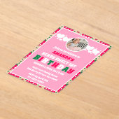 Strawberry First Birthday Celebration Photo アクリル招待状 (レイダウン)