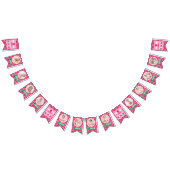 Strawberry First Birthday Celebration Photo バンティングフラッグ (全)