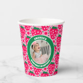 Strawberry First Birthday Celebration Photo 紙コップ (正面)