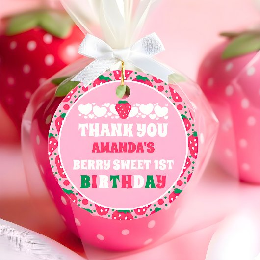 Strawberry First Birthday Celebration Thank You フェイバータグ