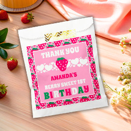 Strawberry First Birthday Celebration Thank You フェイバーバッグ