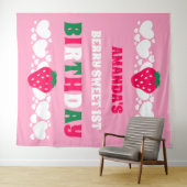 Strawberry First Birthday Fabric Banner タペストリー (インサイチュ(横))