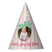 Strawberry First Birthday Party Hat with Photo パーティーハット (正面)