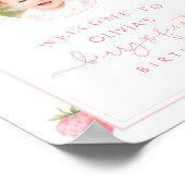 Strawberry First Birthday Welcome Sign Berry Sweet ポスター (角)