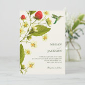 Strawberry Floral branch minimalist wedding 招待状 (スタンド正面)