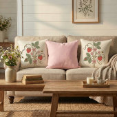 Strawberry Floral Garden Throw Pillow クッション