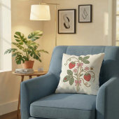 Strawberry Floral Garden Throw Pillow クッション