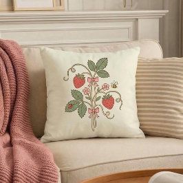 Strawberry Floral Garden Throw Pillow クッション