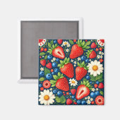 strawberry floral magnet マグネット (正面/裏面)