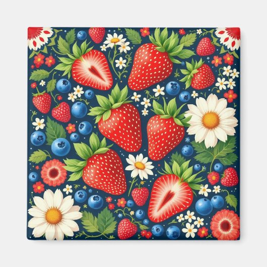 strawberry floral magnet マグネット (正面)