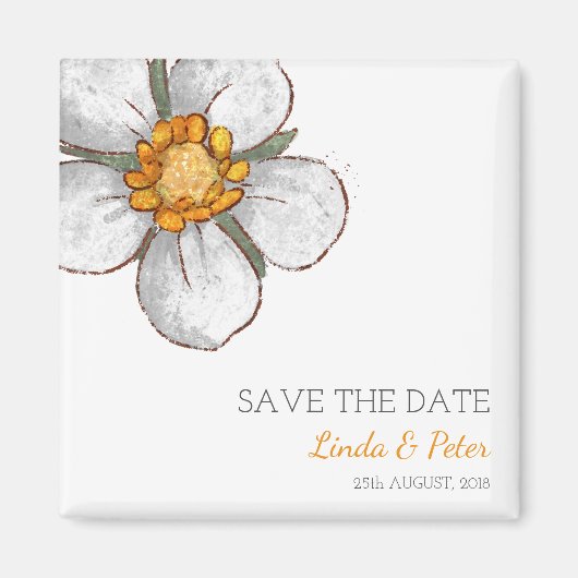 Strawberry Flower Wedding Save the Date マグネット (正面)